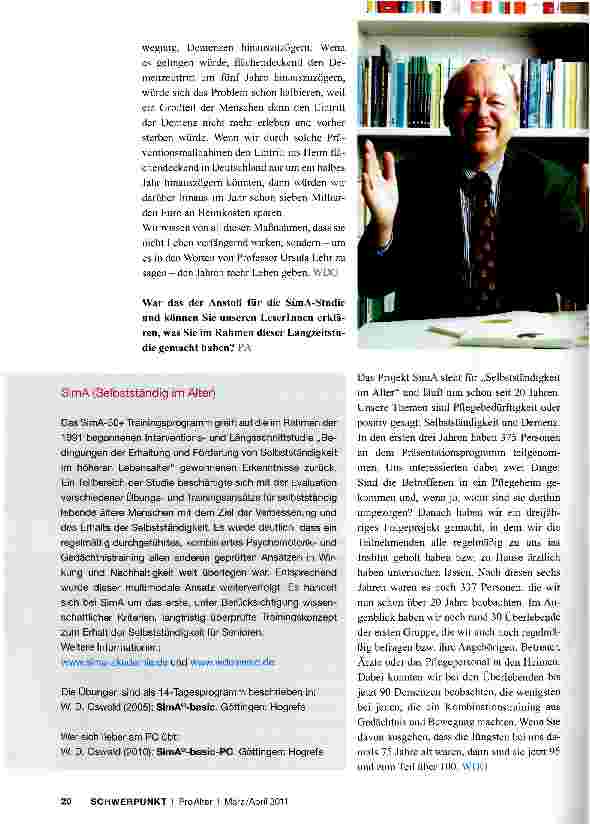 Vorschauseite 2: „Kombination aus Gedächtnis-und Bewegungstraining fördert die Selbstständigkeit im Alter