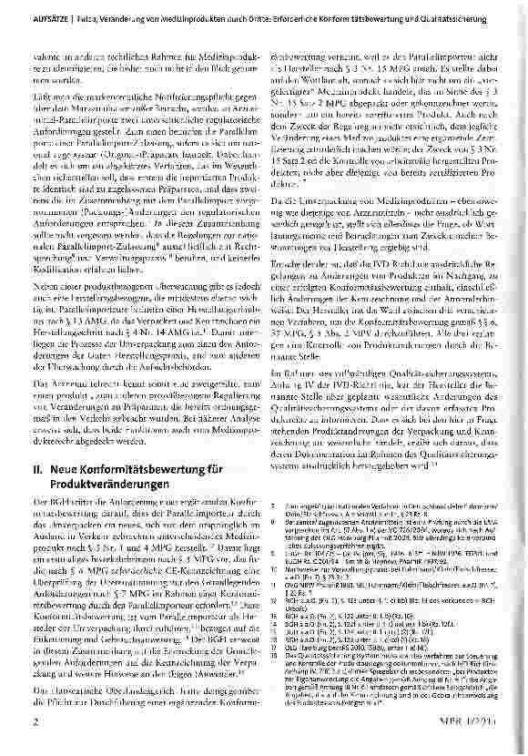 Vorschauseite 2: Veränderung von Medizinprodukten durch Dritte; Erforderliche Konformitätsbewertung und Qualitätssicherung