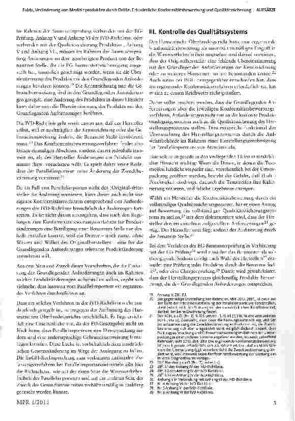 Vorschauseite 3: Veränderung von Medizinprodukten durch Dritte; Erforderliche Konformitätsbewertung und Qualitätssicherung