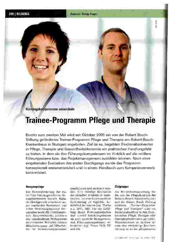 Vorschauseite 1: Führungskompetenzen entwickelnTrainee-Programm Pflege und Therapie