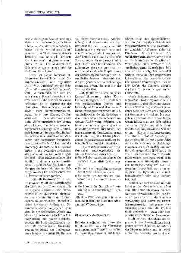Vorschauseite 2: Gesundheitswirtschaft -Branche zwischen Illusion und Hoffnung
