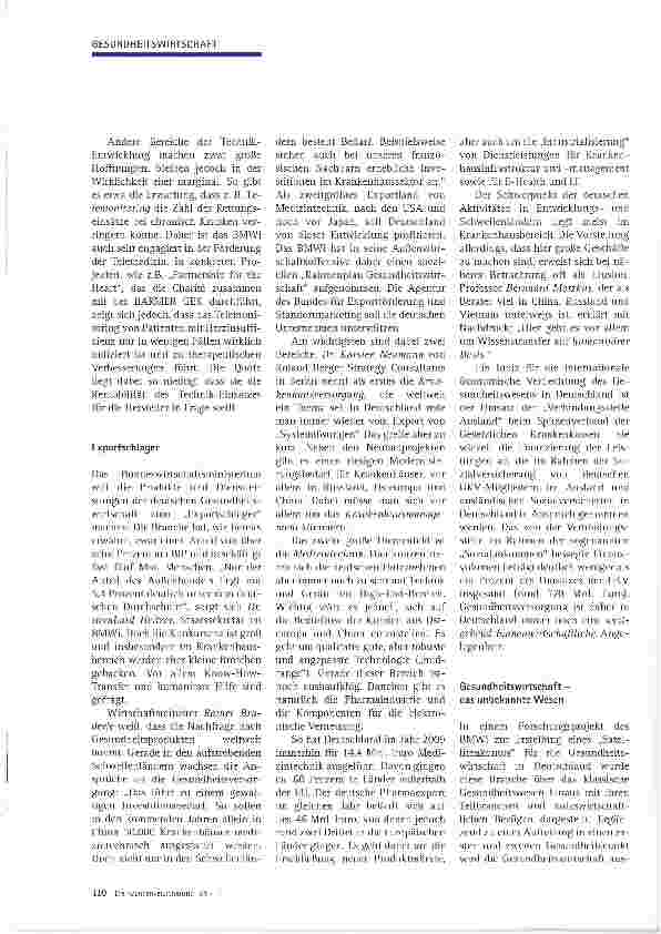 Vorschauseite 4: Gesundheitswirtschaft -Branche zwischen Illusion und Hoffnung