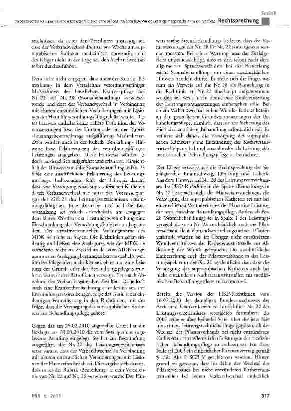 Vorschauseite 4: Verbandwechsel bei suprapubischem Katheter fällt auch ohne behandlungsbedürftige Wunde unter die medizinische Behandlungspflege