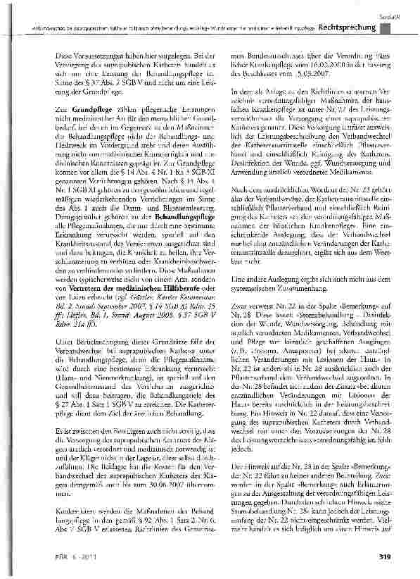 Vorschauseite 6: Verbandwechsel bei suprapubischem Katheter fällt auch ohne behandlungsbedürftige Wunde unter die medizinische Behandlungspflege