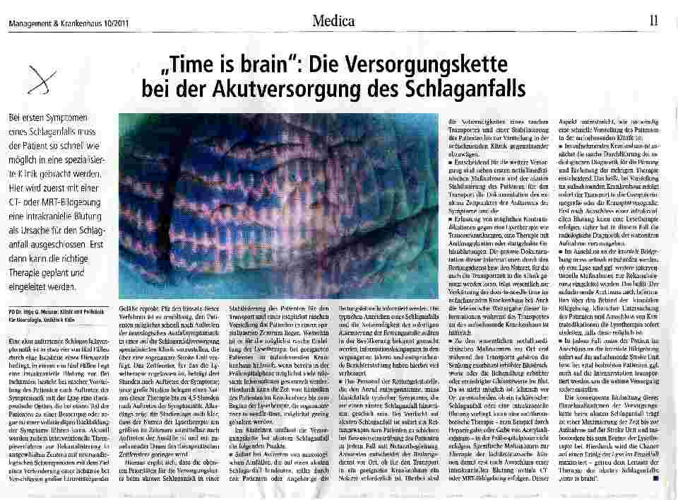 Vorschauseite 1: „Time is brain: Die Versorgungskette bei der Akutversorgung des Schlaganfalls