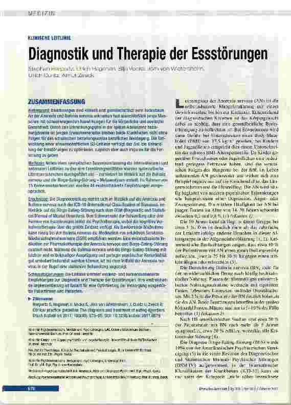 Vorschauseite 1: Diagnostik und Therapie der Essstörungen