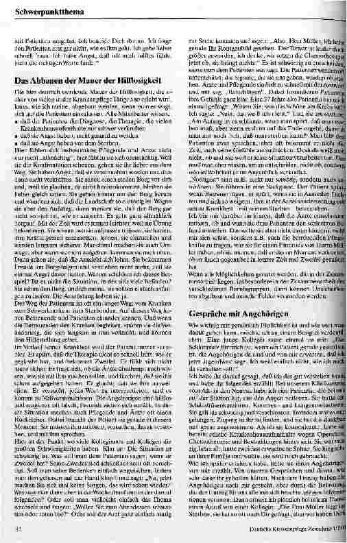Vorschauseite 4: Der Krebspatient - ein chronisch Kranker Die Begleitung Schwerkranker aus der Sicht der Krankenpflege