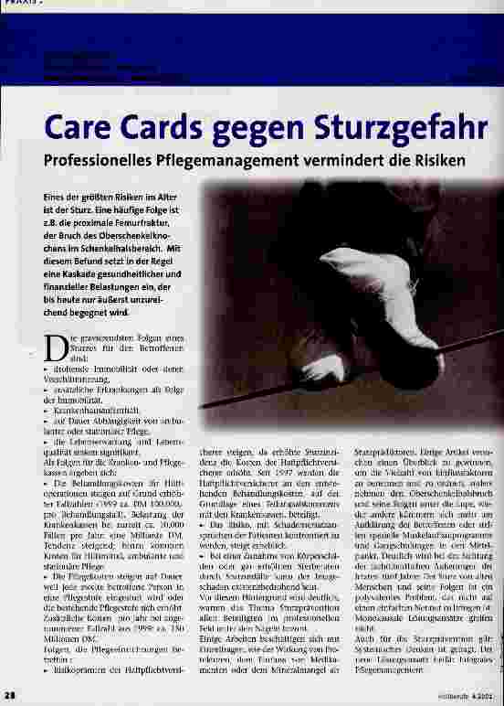 Vorschauseite 1: Care Cards gegen Sturzgefahr Professionelles Pflegemanagement vermindert die Risiken