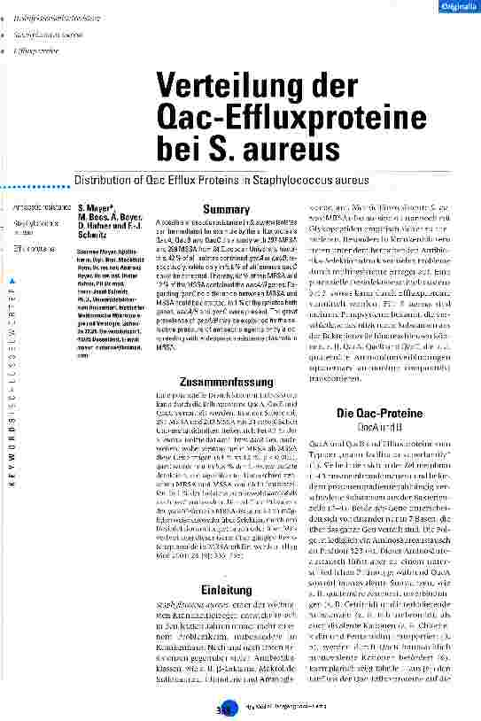 Vorschauseite 1: Verteilung der Qac-Effluxproteine bei S. aureus
