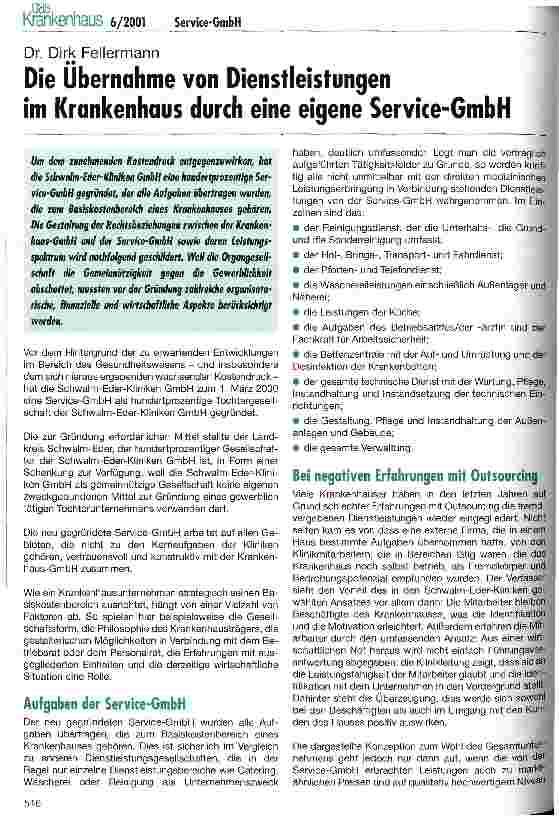 Vorschauseite 1: Die Übernahme von Dienstleistungen im Krankenhaus durch eine eigene Service-GmbH