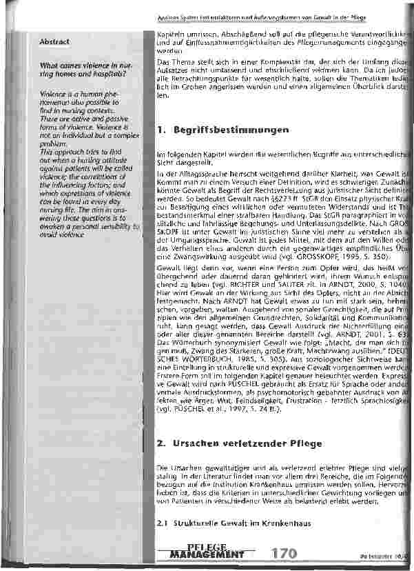 Vorschauseite 2: Einflussfaktoren und Äußerungsformen von Gewalt in der Pflege
