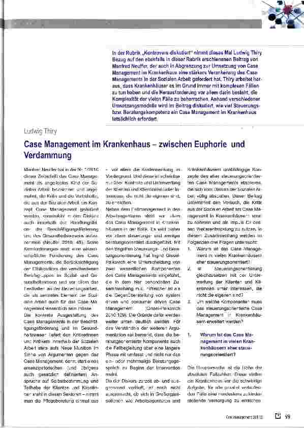 Vorschauseite 1: Case Management im Krankenhaus - zwischen Euphorie und Verdammung