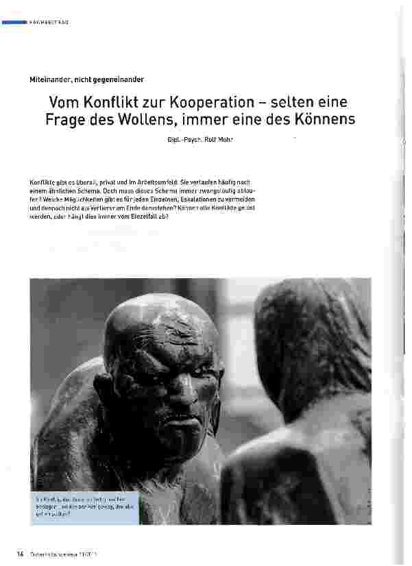 Vorschauseite 1: Vom Konflikt zur Kooperation - selten eine Frage des Wollens, immer eine des Könnens