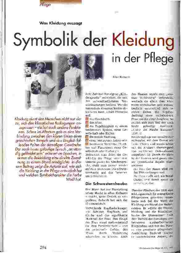 Vorschauseite 1: Symbolik der Kleidung in der Pflege Was Kleidung aussagt