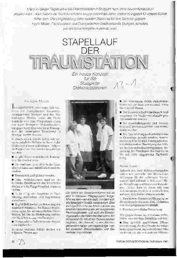 Vorschauseite 1: Stapellauf der Traumstation Ein neues Konzept für die Stuttgarter Diakoniestationen