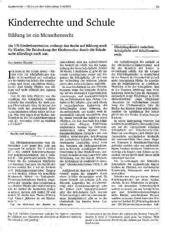 Vorschauseite 1: Kinderrechte und Schule Bildung ist ein Menschenrecht