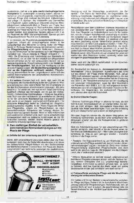 Vorschauseite 2: Freiberufliche Krankenund Altenpflege aus der Sicht des Deutschen Berufsverbandes für Altenpflege e. V.