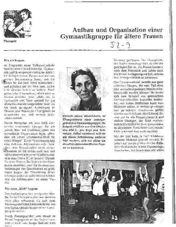 Vorschauseite 1: Aufbau und Organisation einer Gymnastikgruppe für ältere Frauen