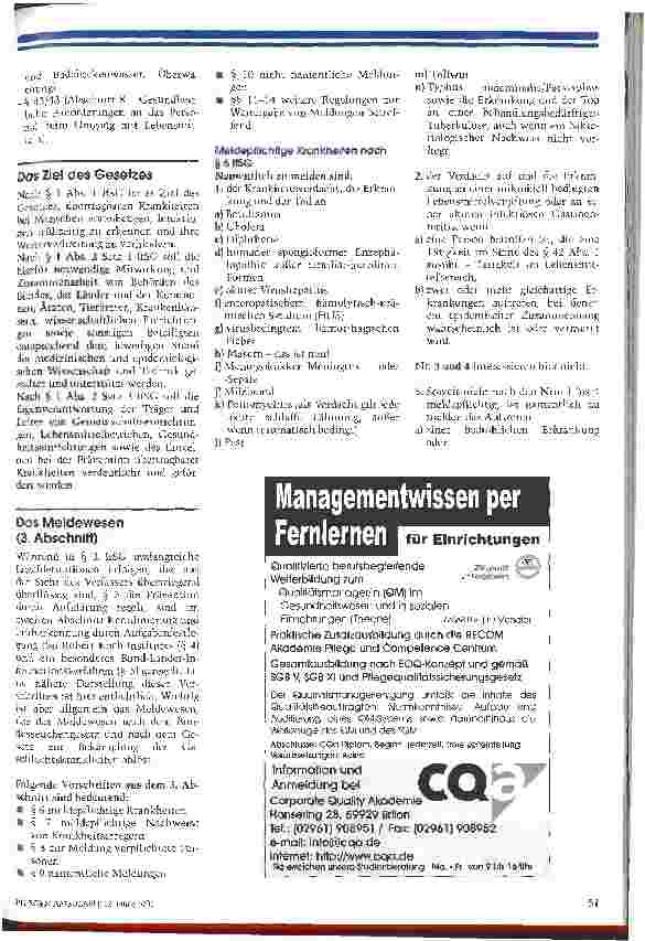 Vorschauseite 2: Das Infektionsschutzgesetz und seine maßgeblichen Inhalte für die ambulante Pflege Hygiene