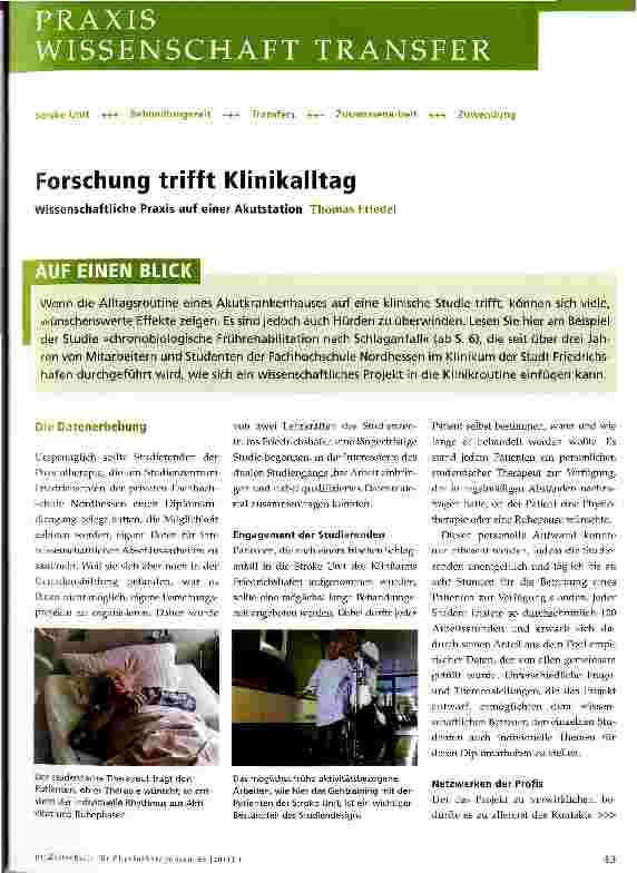 Vorschauseite 1: Forschung trifft KlinikalltagWissenschaftliche Praxis auf einer Akutstation