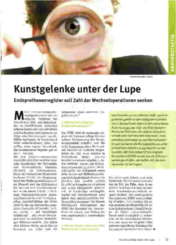 Vorschauseite 1: Kunstgelenke unter der Lupe