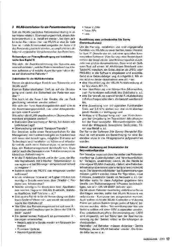 Vorschauseite 3: Medizinische Netzwerke - Teil 5: WLAN in der MedizintechnikEin Überblick