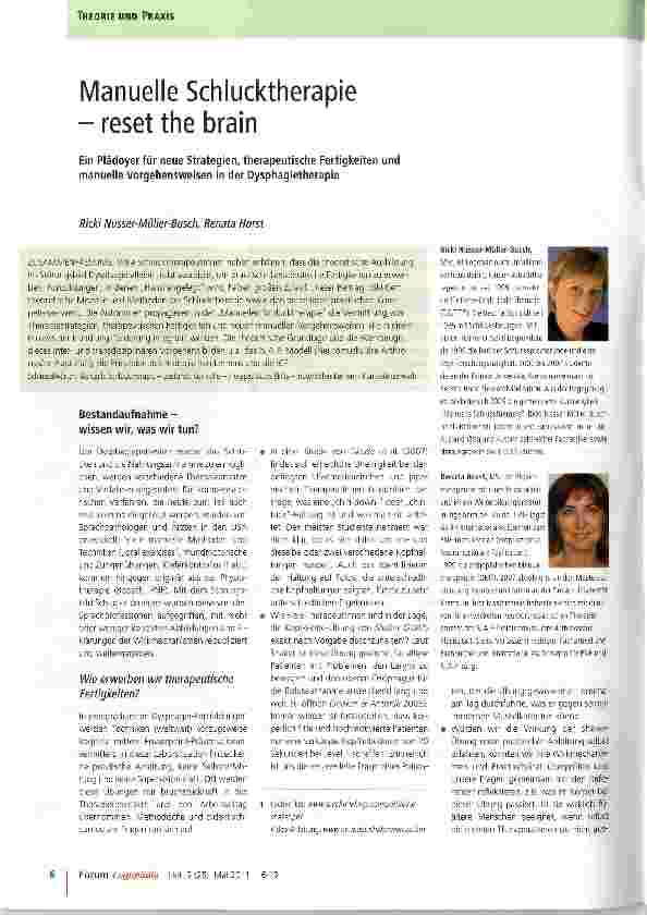 Vorschauseite 1: Manuelle Schlucktherapie - reset the brain