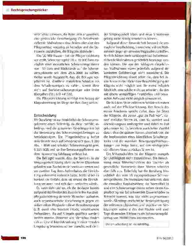 Vorschauseite 2: Schadensersatz wegen unbemerkten Verlassens einer Pflegeeinrichtung