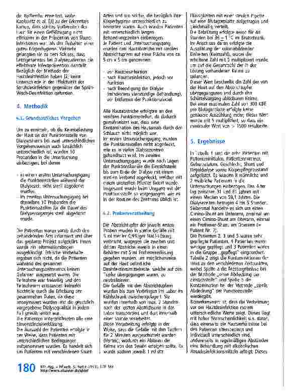 Vorschauseite 3: Hautkontamination von Punktionsstellen bei Dialyse-Shunts - Ein Vergleich zweier Vorgehensweisen