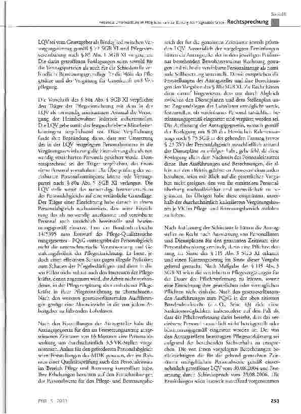 Vorschauseite 4: Personelle Unterbesetzung im Pflegeheim kann zur Kürzung des Pflegesatzes führenSGBXI §76, §80a, §84, §85, §115 Abs. 3 a. F.