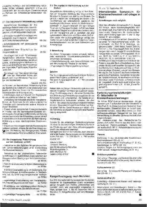 Vorschauseite 2: Fortbildung Sonderpädagogik/-Sozialpädiatrie für Kinderkrankenschwestern