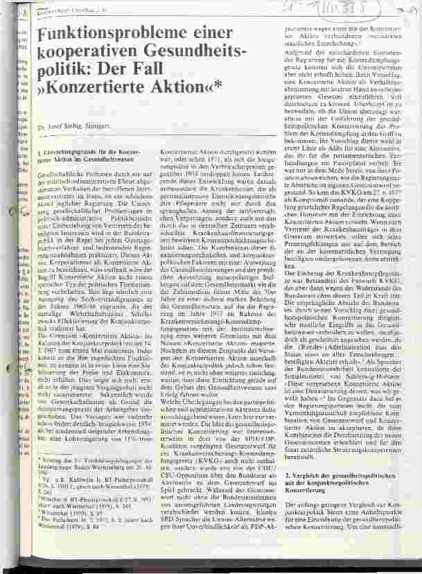 Vorschauseite 1: Funktionsprobleme einer kooperativen Gesundheitspolitik: Der Fall Konzertierte Aktion