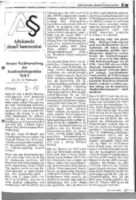 Vorschauseite 1: Neuere Rechtsprechung des Bundesarbeitsgerichtes - Teil 8