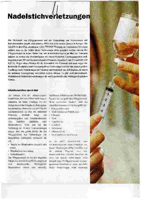 Vorschauseite 1: Nadelstichverletzungen