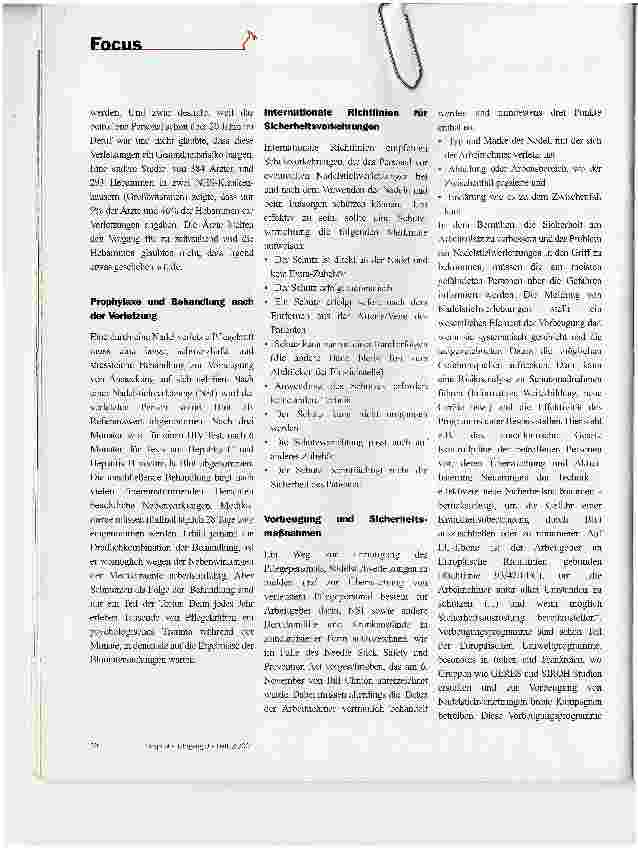 Vorschauseite 2: Nadelstichverletzungen