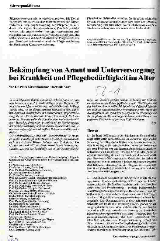 Vorschauseite 1: Bekämpfung von Armut und Unterversorgung bei Krankheiten und Pflegebedürftigkeit im Alter