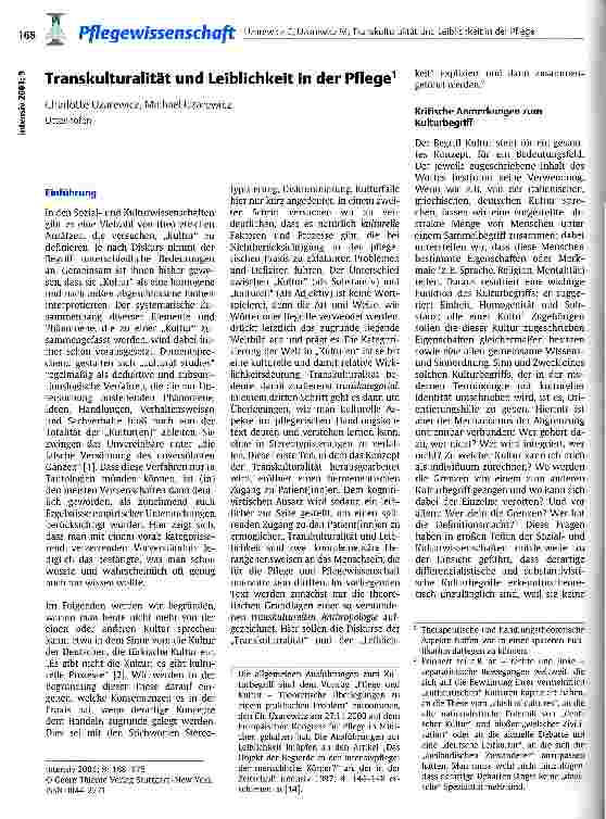 Vorschauseite 1: Transkulturalität und Leiblichkeit in der Pflege