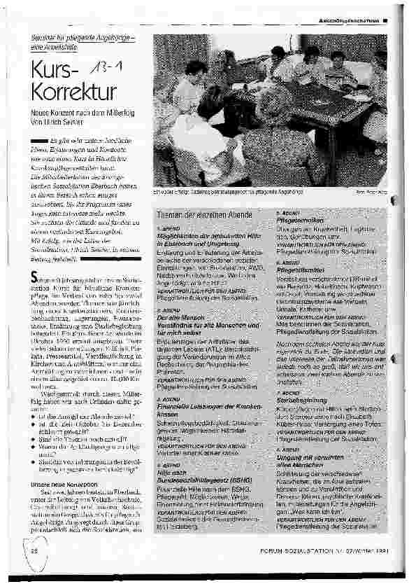 Vorschauseite 1: Kurskorrektur Seminar für pflegende Angehörige - eine Altershilfe