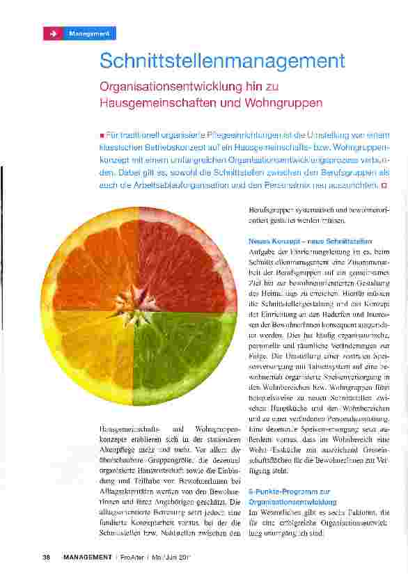 Vorschauseite 1: Schnittstellenmanagement Organisationsentwicklung hin zu Hausgemeinschaften und Wohngruppen