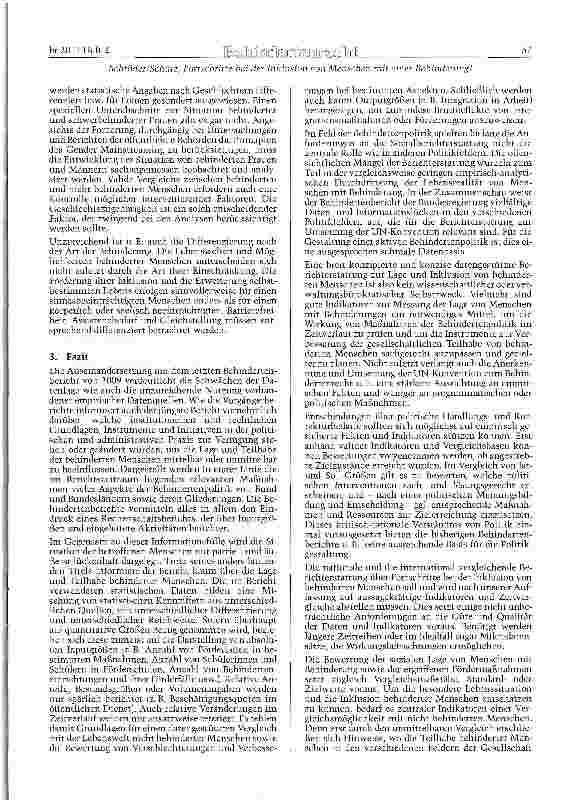Vorschauseite 5: Fortschritte bei der Inklusion von Menschen mit einer Behinderung? Eine schwierige Berichtspflicht bei unzureichender Datenlage