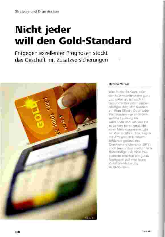 Vorschauseite 1: Nicht jeder will den Gold-Standard