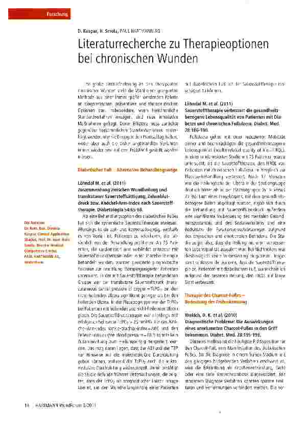 Vorschauseite 1: Literaturrecherche zu Therapieoptionen bei chronischen Wunden