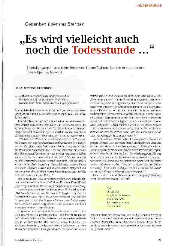 Vorschauseite 1: Es wird vielleicht auch noch die Todesstunde