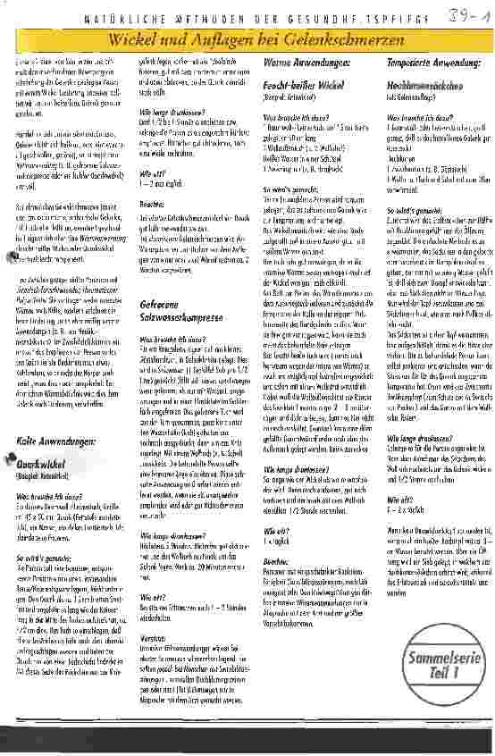 Vorschauseite 1: Wickel und Auflagen bei Gelenkschmerzen Natürliche Methoden der Gesundheitspflege