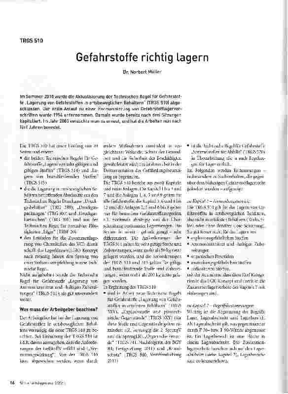 Vorschauseite 1: Gefahrstoffe richtig lagern