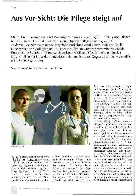 Vorschauseite 1: Aus Vor-Sicht: Die Pflege steigt auf