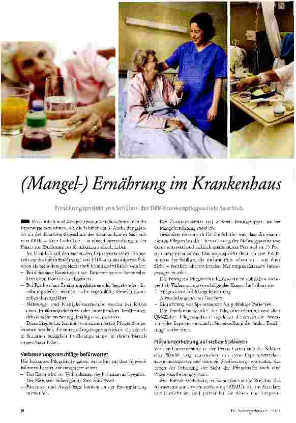 Vorschauseite 1: (Mangel-) Ernährung im Krankenhaus