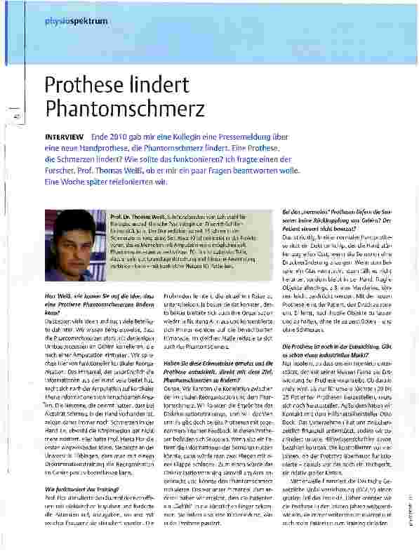 Vorschauseite 1: Prothese lindert Phantomschmerz