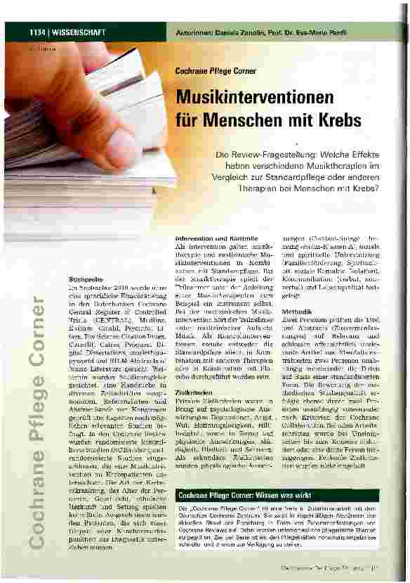 Vorschauseite 1: Musikinterventionen für Menschen mit Krebs