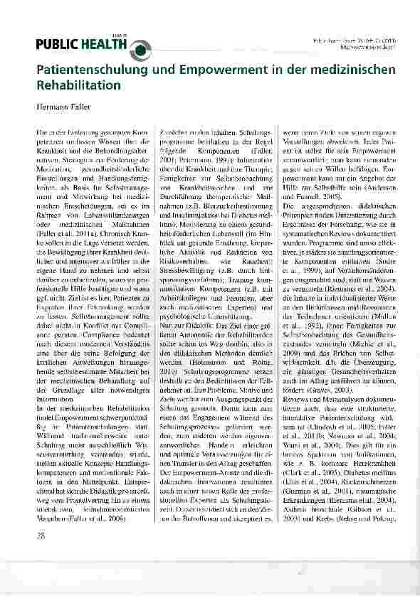 Vorschauseite 1: Patientenschulung und Empowerment in der medizinischen Rehabilitation